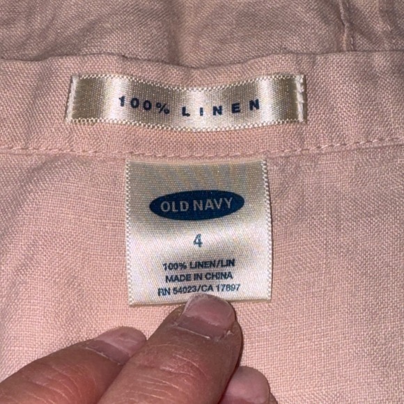 Old Navy VTG Women's Y2K Size 4 Pink 100% Linen Lace Trim Ruffle Hem Skirt - Picture 4 of 8